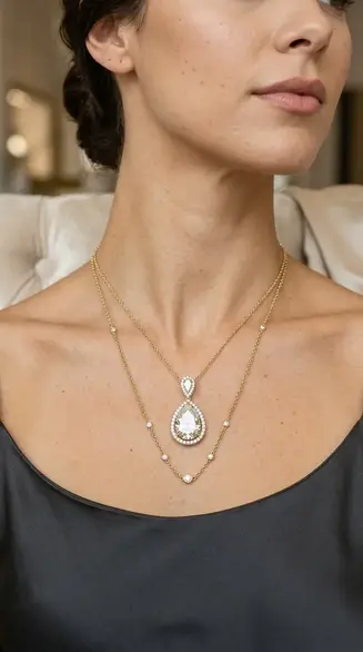 Close-up jewelry framing for necklace