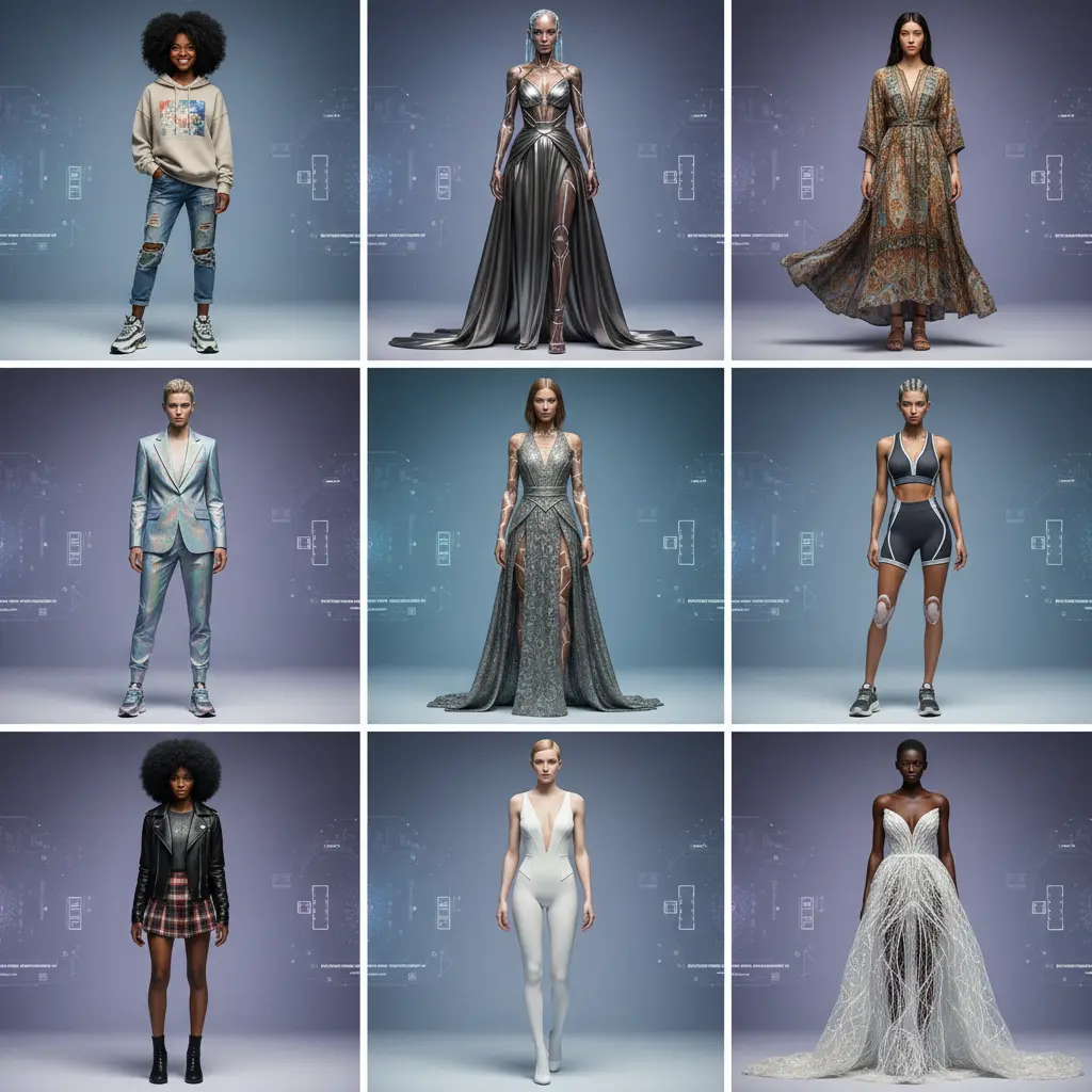 Diverse AI fashion models showcasing different styles