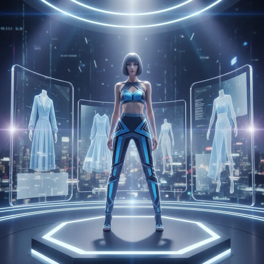 AI fashion model in a virtual studio environment