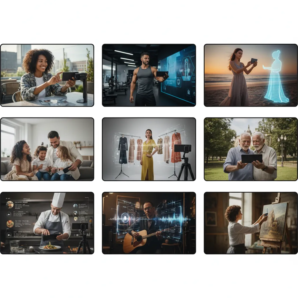 AI-generated diverse lifestyle photo showing a product used by different models in various settings