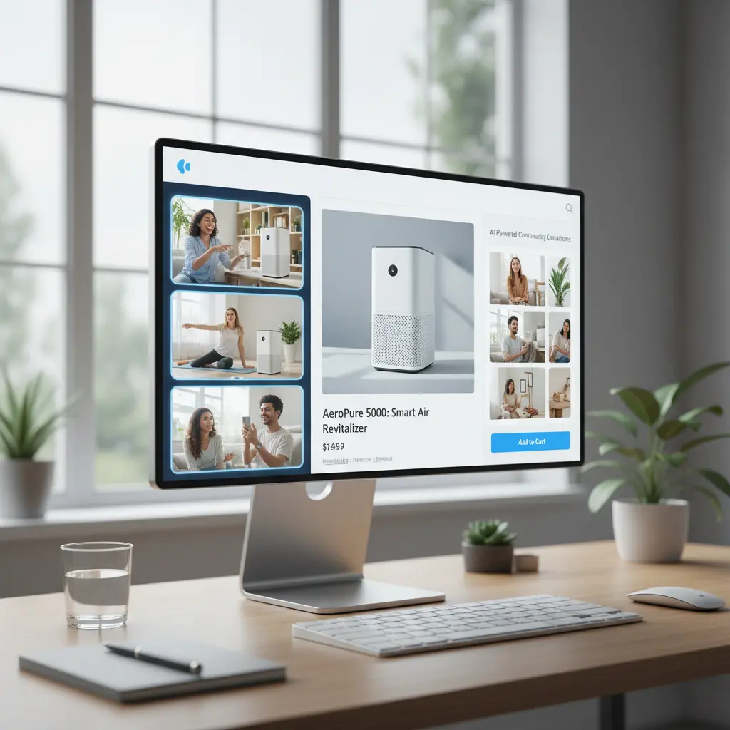 AI-generated UGC visuals for an e-commerce product on a Shopify store