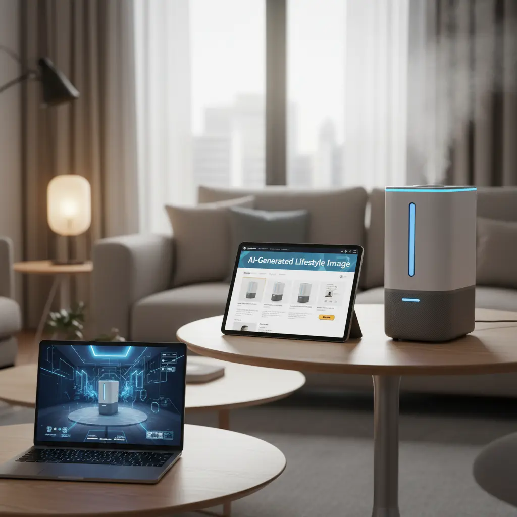 AI-generated lifestyle image for an Amazon product in a modern home