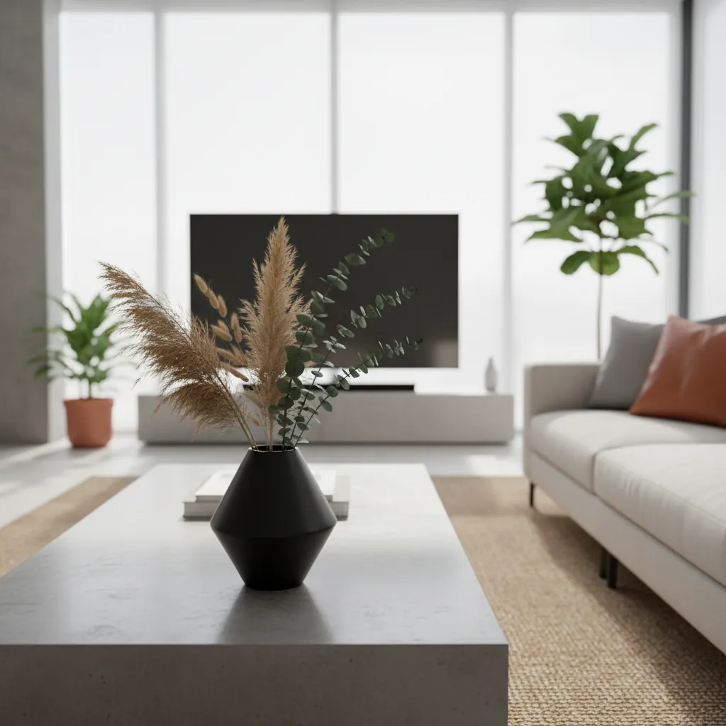 AI-generated image of a dropshipped product in a modern home living room setting.