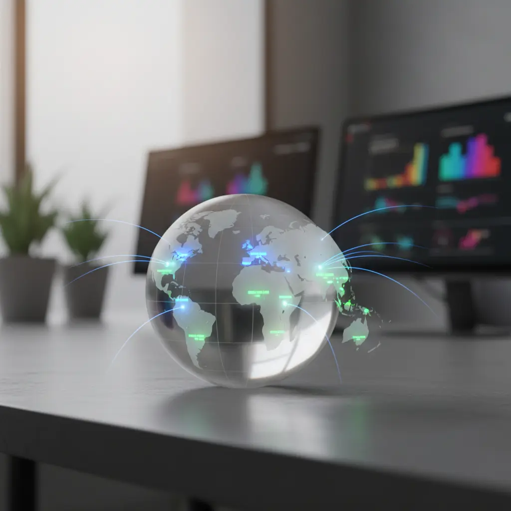 A global map highlighting different regions for marketing localization