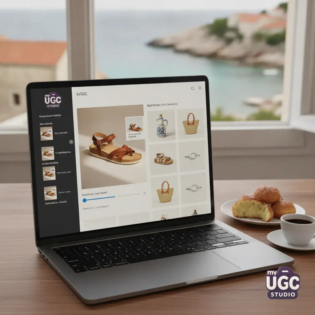 Visual asset pipeline inside My UGC Studio dashboard showing style matching