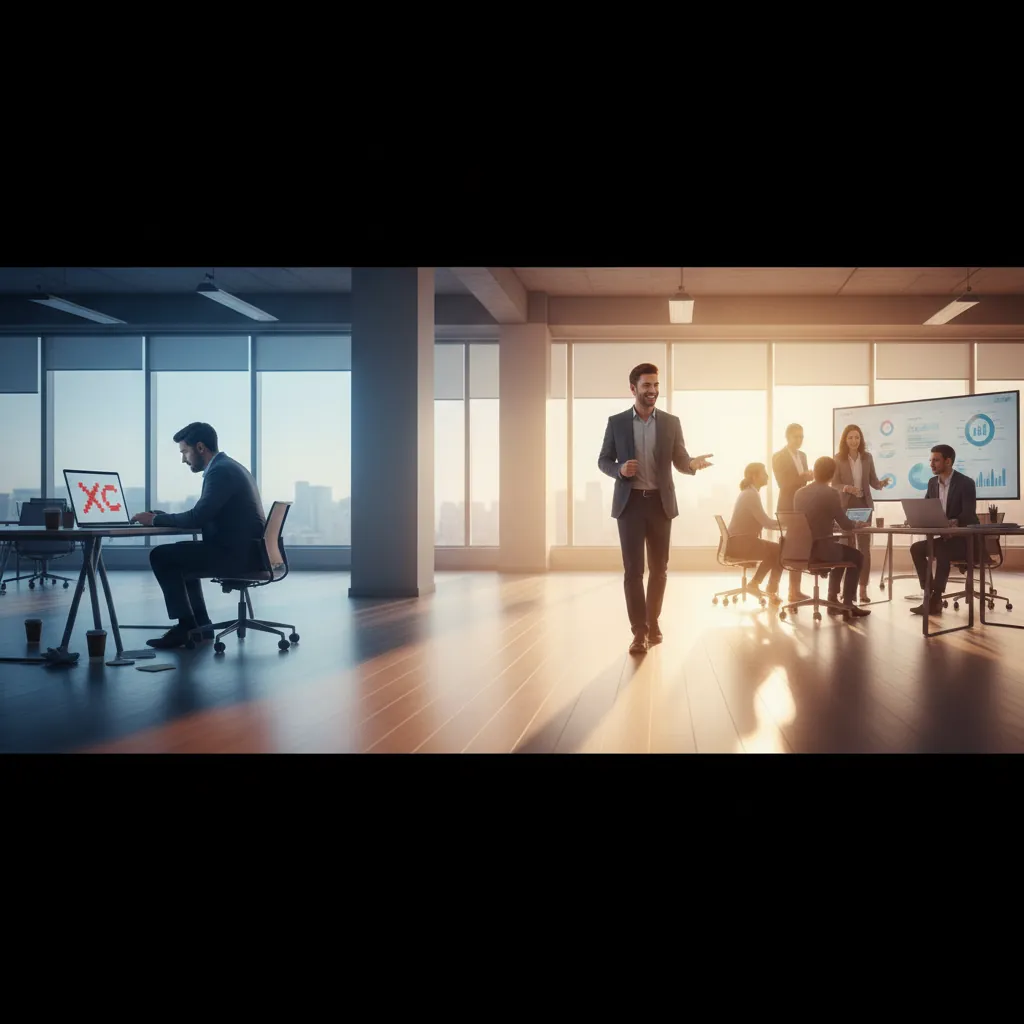 AI-generated visuals depicting a person's journey from setback to success