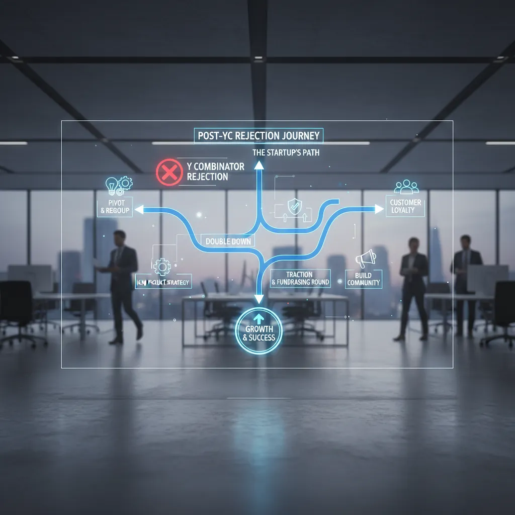 Infographic showing a startup's journey after YC rejection