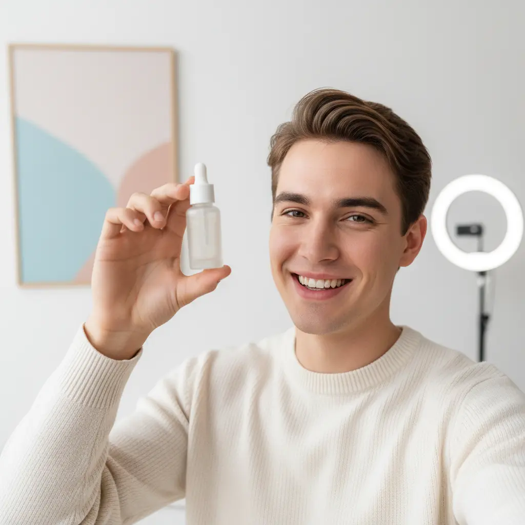 Smiling person holding a product, looking like a genuine TikTok video
