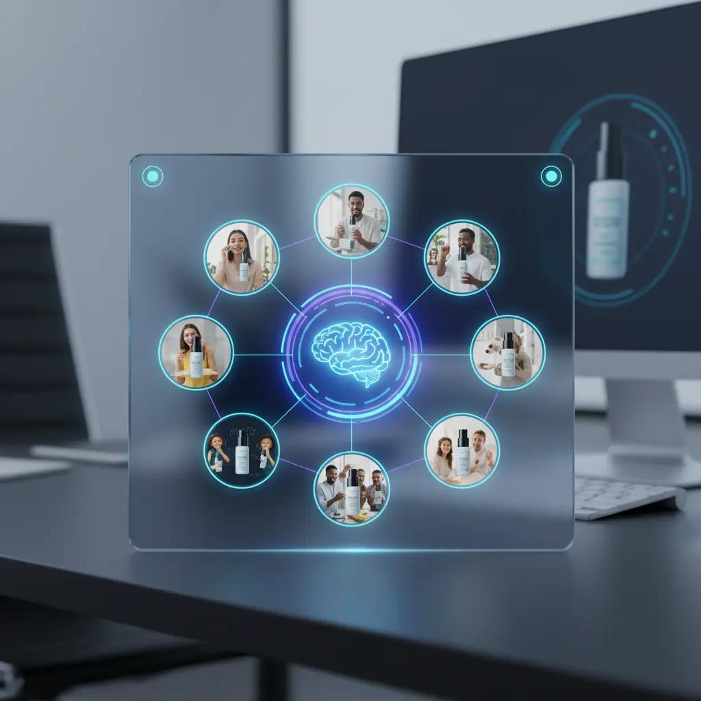 AI interface generating diverse UGC scenarios for a product