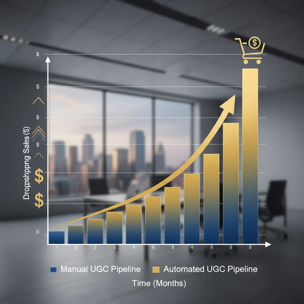 A graph showing exponential growth in dropshipping sales due to scalable content strategy.