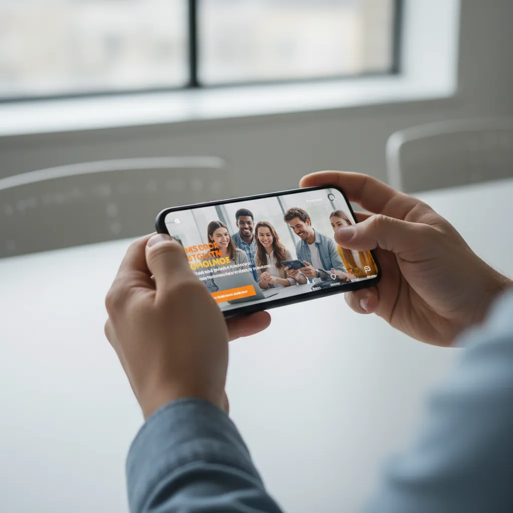 A person scrolling through TikTok on their phone, seeing an engaging ad