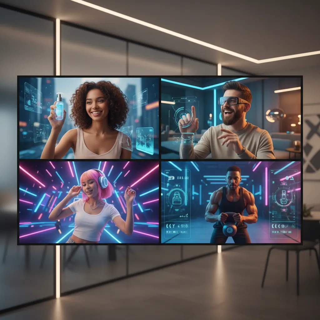 Diverse AI-generated models showcasing products in different virtual settings