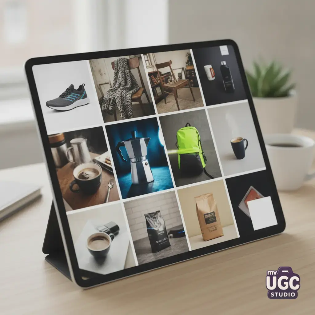 Mismatched supplier product photos showcasing inconsistent lighting and chaotic backgrounds