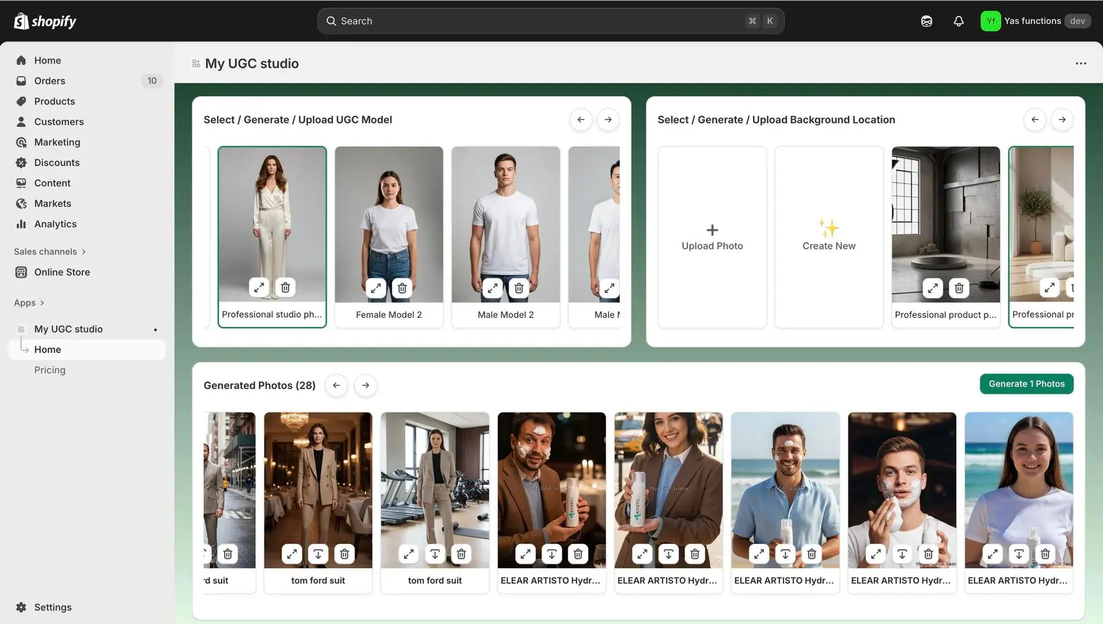 Shopify App Interface