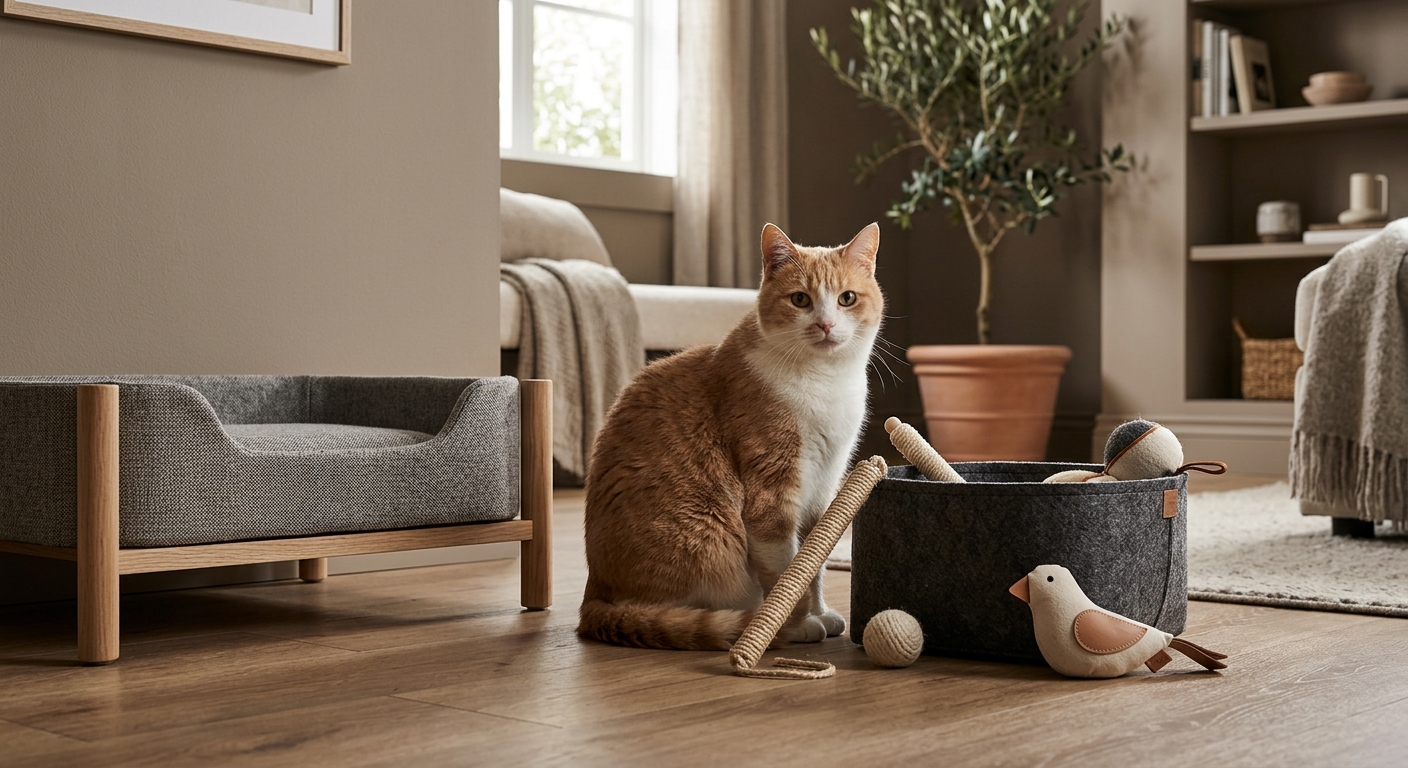 Paid social creative for a pet brand with cat and product