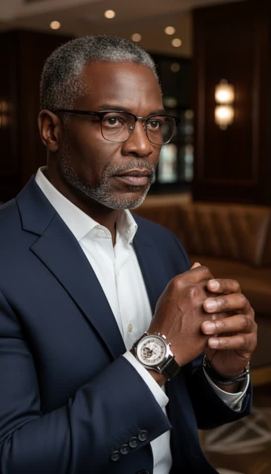 Sophisticated Gentleman Showcasing a Classic Automatic Watch